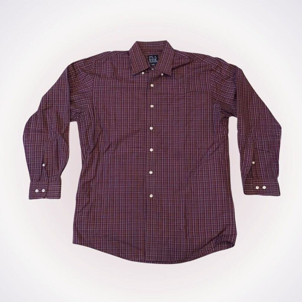 Jos. A Bank maroon plaid shirt button down shirt | Sz M